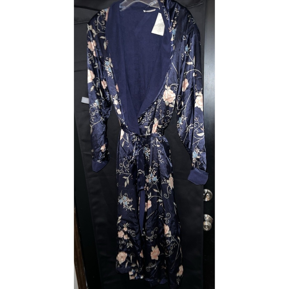 Go Softly Lined Women's long sleeve floral Blue Sz XL X-Large Blue Floral shirt